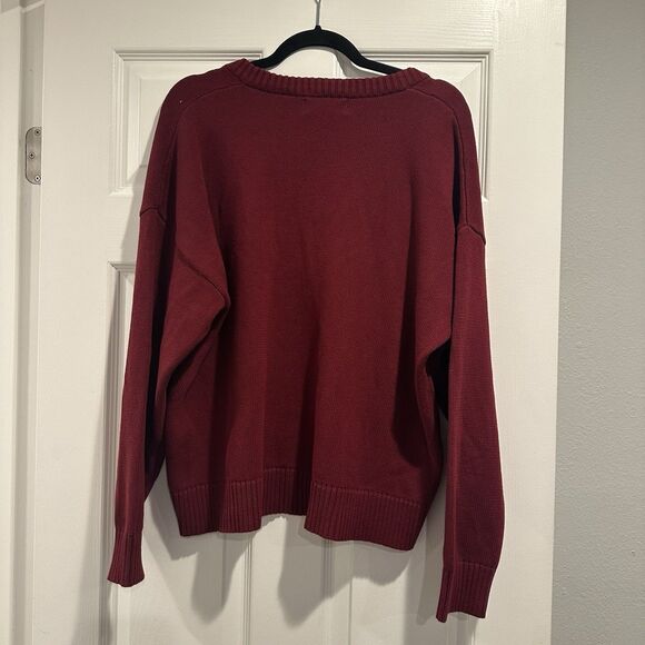 SET Active X Parke Womens V Neck Sweater Red Size L/XL Cotton Soft Knit Top EUC - Picture 5 of 5